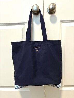 Bath & Body Works Navy Canvas Tote with Gold Accent